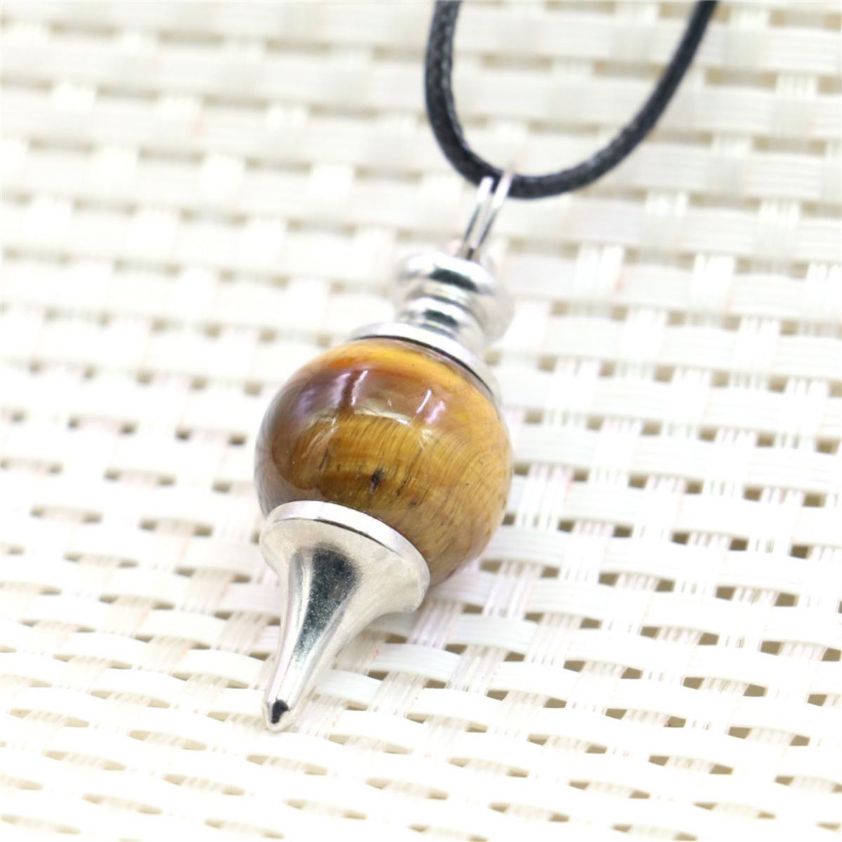 

18X40 мм гвоздь круглый тигровый глаз кулон ожерелье натуральный камень сплав черная веревочная цепочка выдвижная застежка для женщин дизайн ювелирных изделий EA102331546