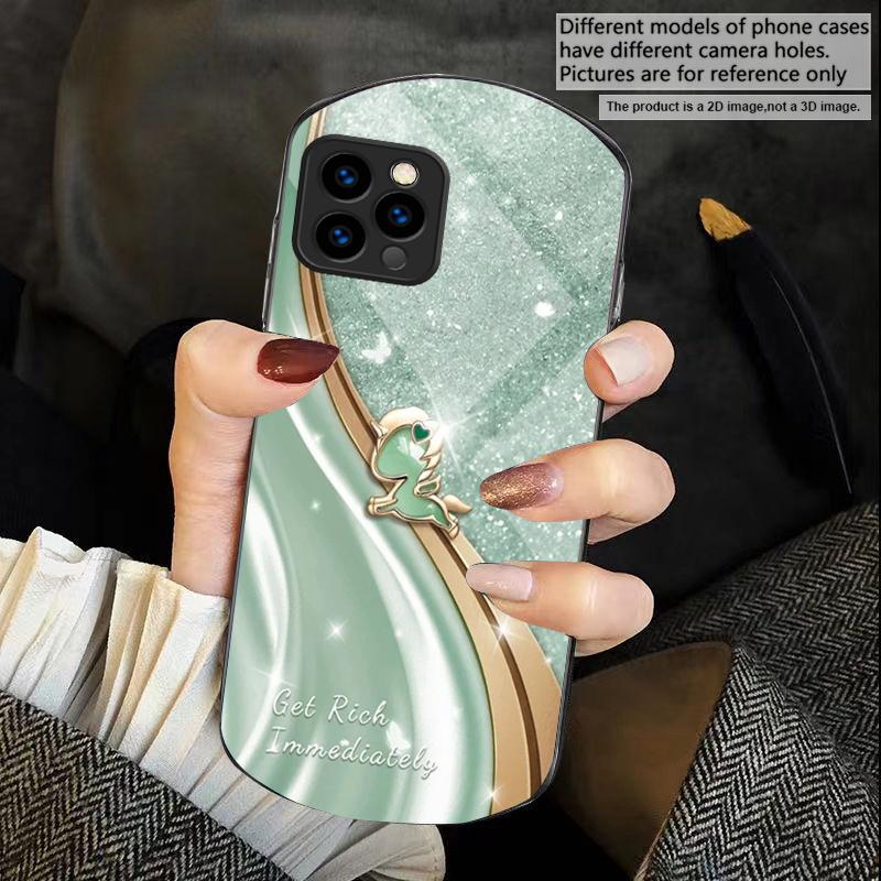 

A dreamy purple unicorn For iPhone 17 Air 16 15 14 Pro 13 Plus 12 mini 11 Pro Max XR X 7 8 Elliptical Tempered Glass Phone Case iPhone 6