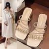 2025 New Women's Fashionable Rhinestone High-heeled Sandals Summer Women's Sexy Sandals Women's Leather Sandals Plus Size