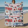 1PC ambulance firetruckOutdoor Flannel Blanket - Soft Plush Decor for Picnics, camping, Bedroom, Playroom, Office, or Lunch Break 1233A