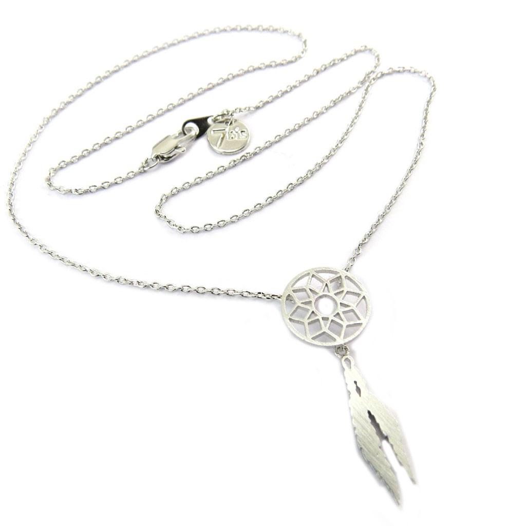 7bis [P8314] - Håndlaget 'Boho'-kjede i sølv (drømmefanger) - 30x12 mm