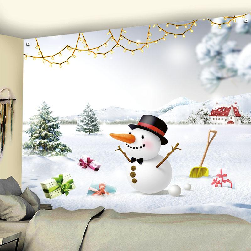 Winter Christmas Snowman Print Pattern Tapestry Home Decor Christmas Tapestry Living Room Wall Decor Backdrop Tapisserie De Noël