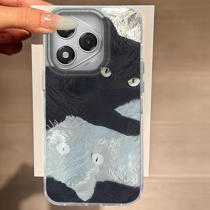 

Чехол для For Honor 400 Lite 200 Pro 200Lite X9c X9a X8b X8a 5G Чехол для телефона Кот Черный Мультяшный Для Honor 200 Защитные Задние Сумки Honor 400 Lite белый