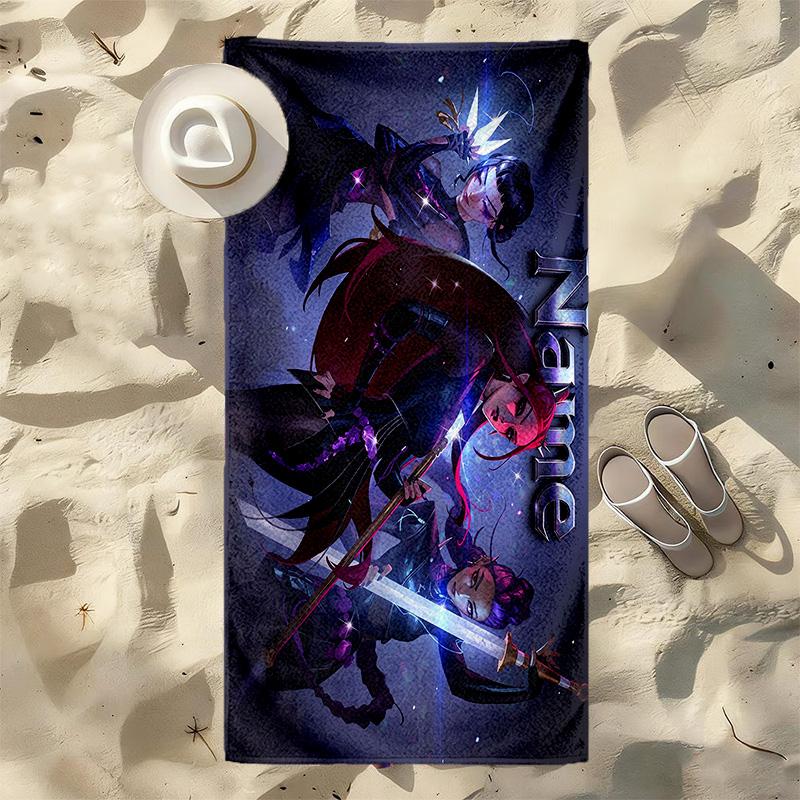 Custom Name Fantasy Warriors Stylish printed beach towel,a quick-drying, absorbent mat suitable for the beach, pool, gym, and travel fans gift