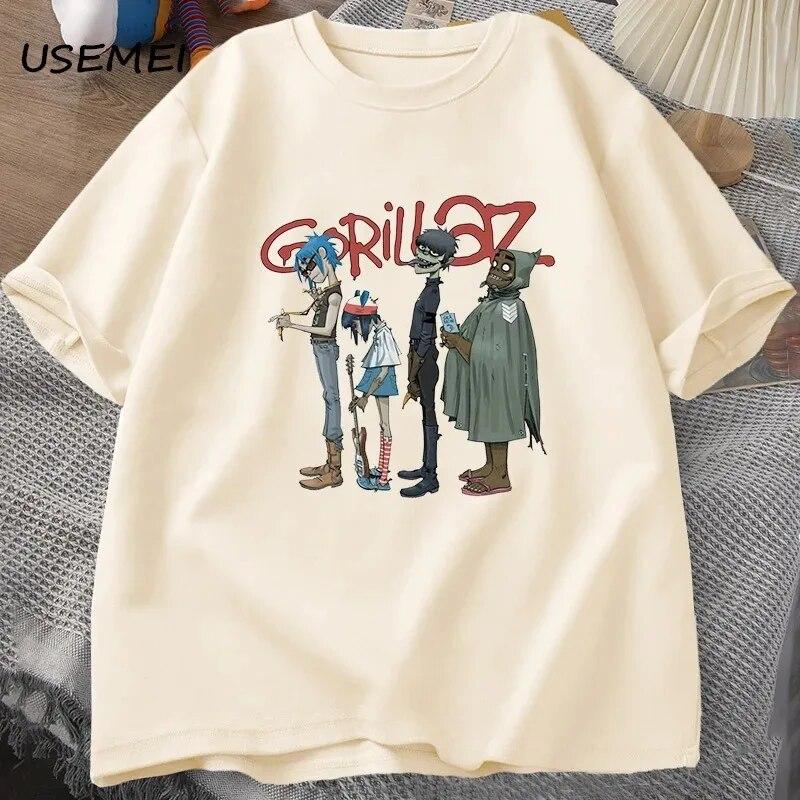 Trupa de muzică Gorillaz PUNK ROCK Tricou Unisex Femei Vara anilor 90 O-gate Bumbac mânecă scurtă Tricouri Haine Vintage Y2K Îmbrăcăminte Tricou