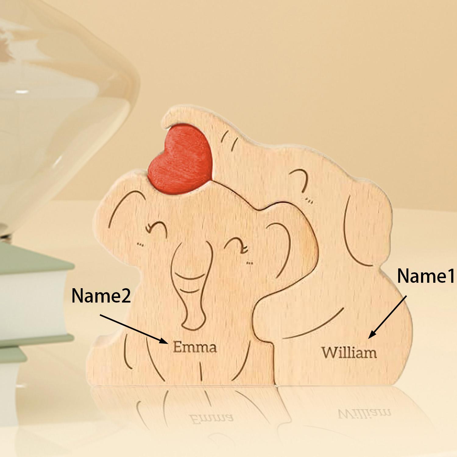 

Деревянные семейные пазлы, пазлы с именами на заказ, пазлы с животными, украшения в виде слонов, бесплатные подарки для семьи, подарки на День благодарения Send name via chat