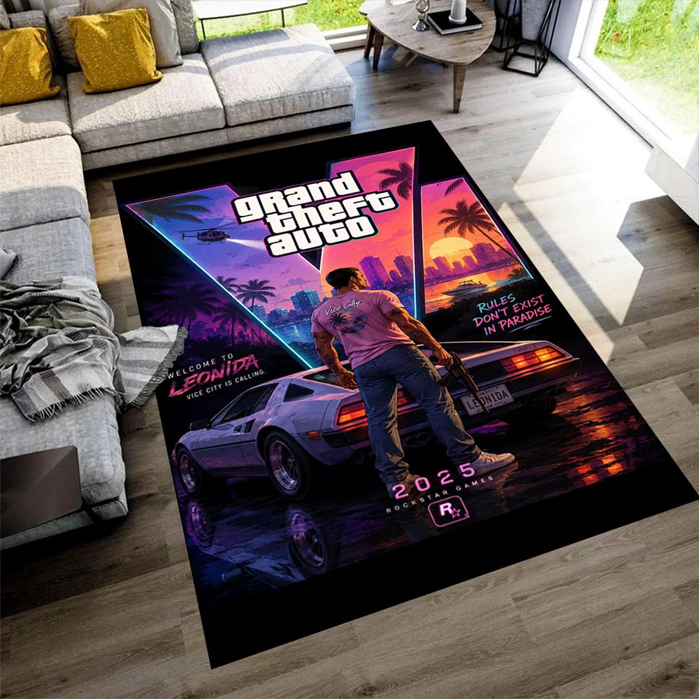 Grand Theft Auto Floor Rug Office Rug Design for Living Rooms Dining Room Bedrooms Playrooms Antislip Carpet Anime Office Decor