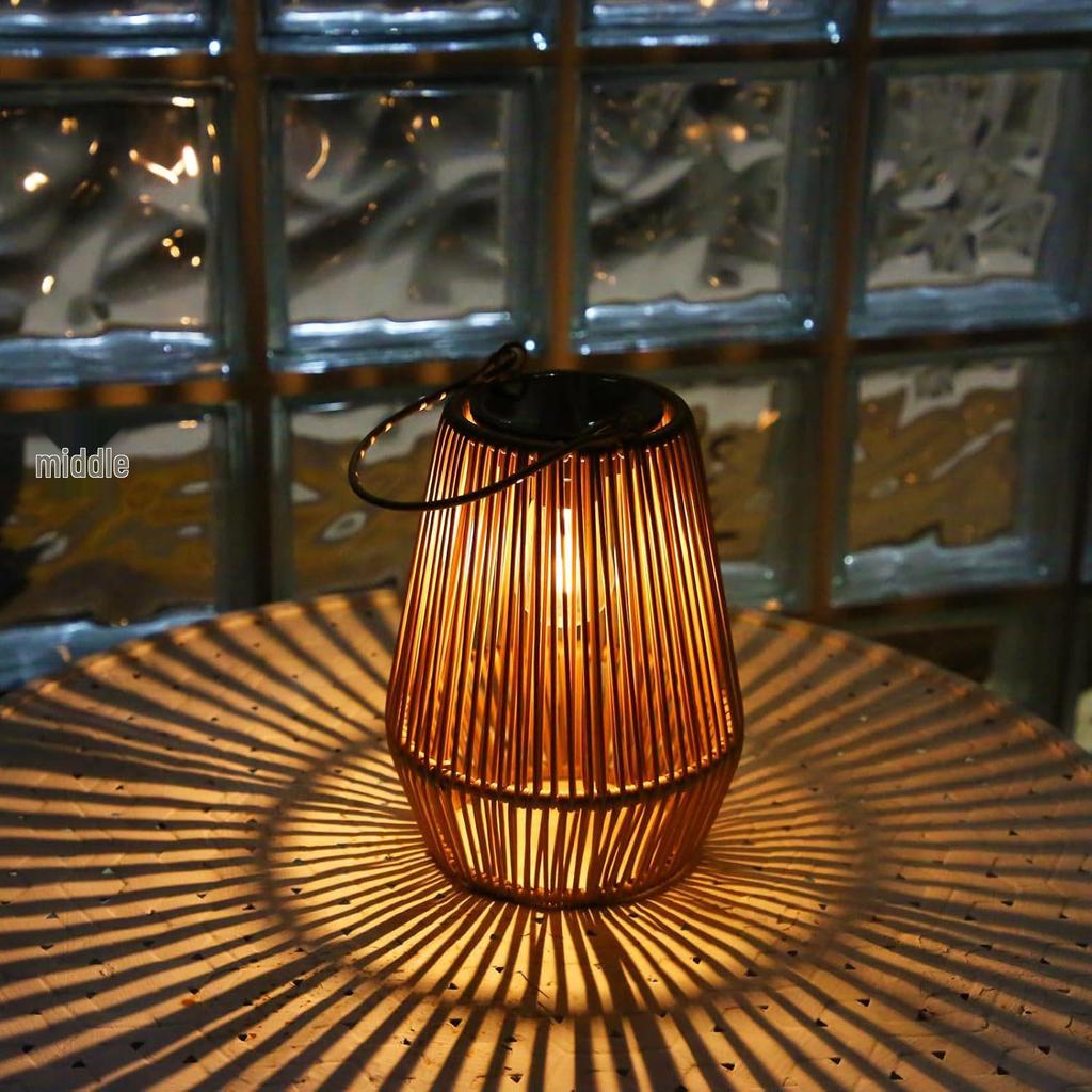 Solar Rattan Lantern: Handmade Chinese Style Courtyard Decor