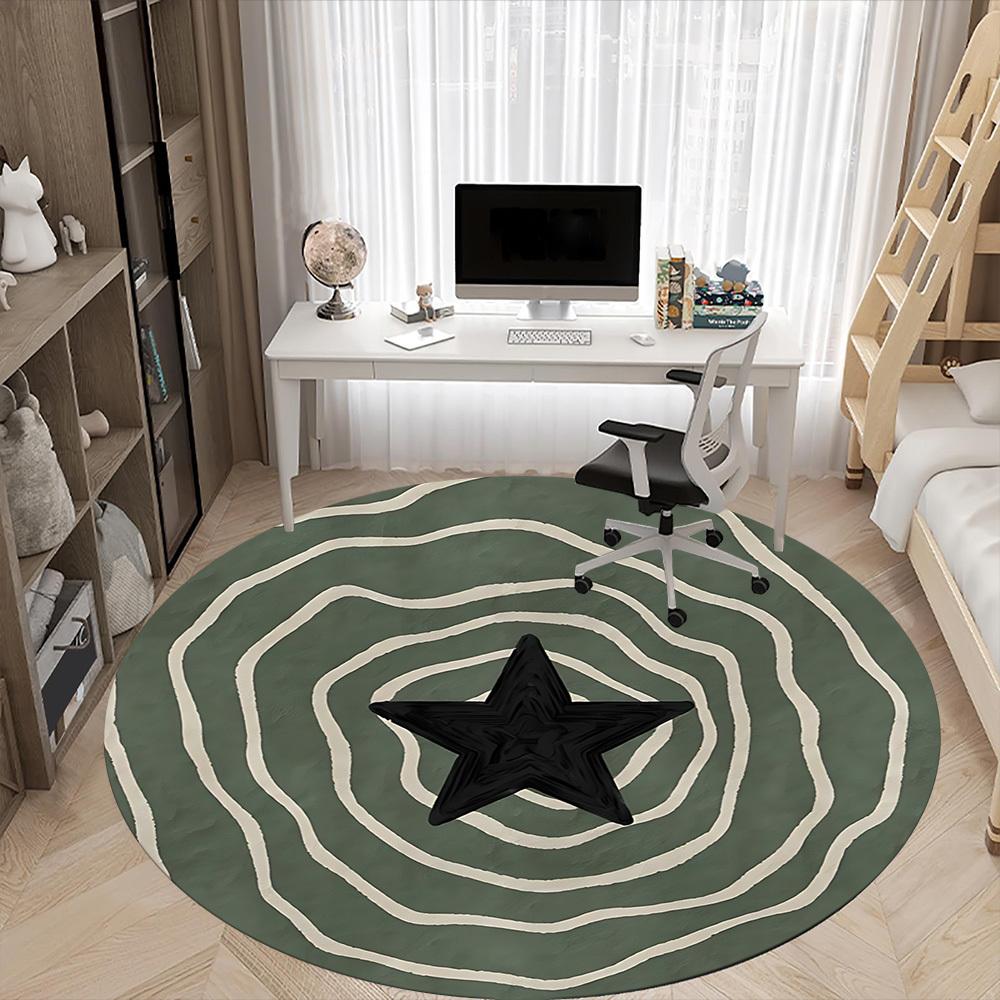 1pc Star Pattern Office Round Area Rug, Indoor Mat Suitable ForOffice, Under Office Chairs Bedroom Living Room Home Decor, Room Deco D008
