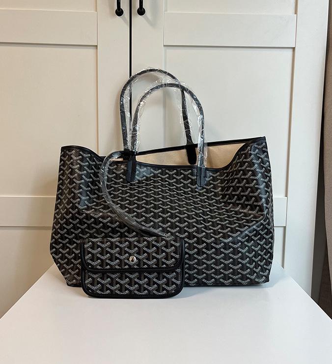 2025 Elegant Large Capacity Tote Bag with Y Letter Design - Dog Tooth Pattern
