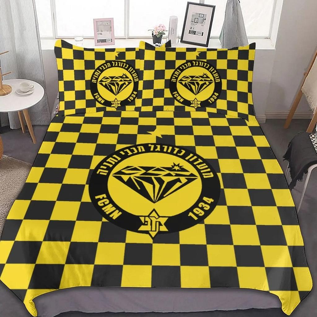 3D-gedrucktes Maccabi Netanya-Bettwäscheset, Bettbezug, Schlafzimmer-Tröster, Einzel-, Zwillings- und Kingsize-Bettbezug, Heimtextilien