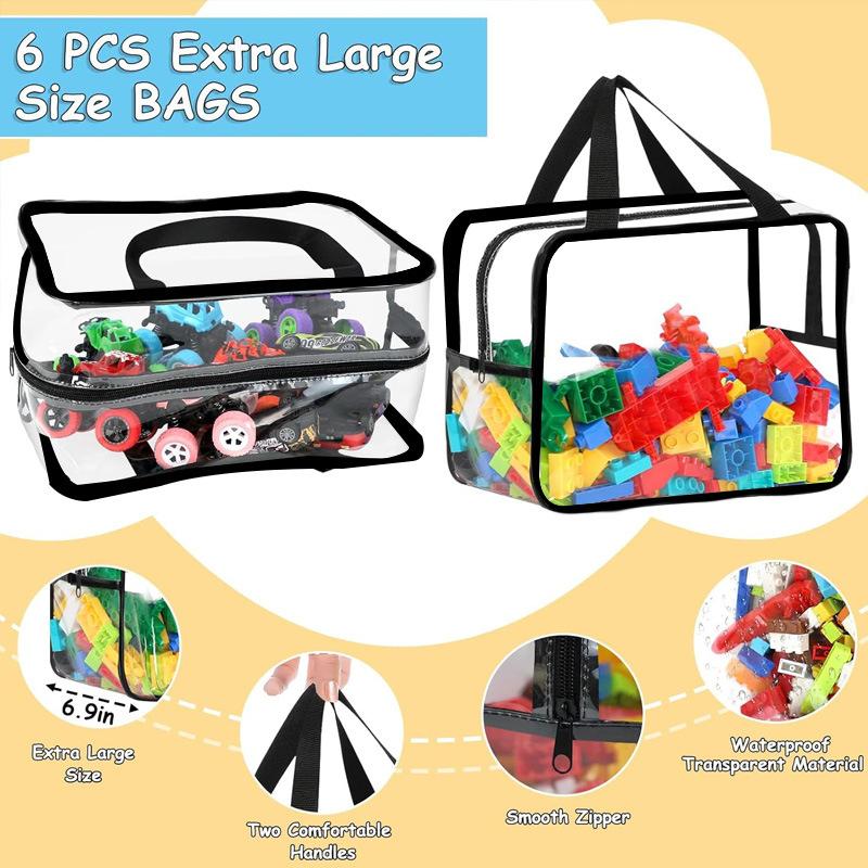 WTEMPO Clear Storage Bags with Zipper Extra Heavy PVC Bags for Household Items Transparent Makeup Bag Travel Organizer Plastic Tote Bags