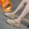 Platform bread shoes 2025 new velvet warm imitation lamb wool matte leather casual fashion Velcro women's shoes