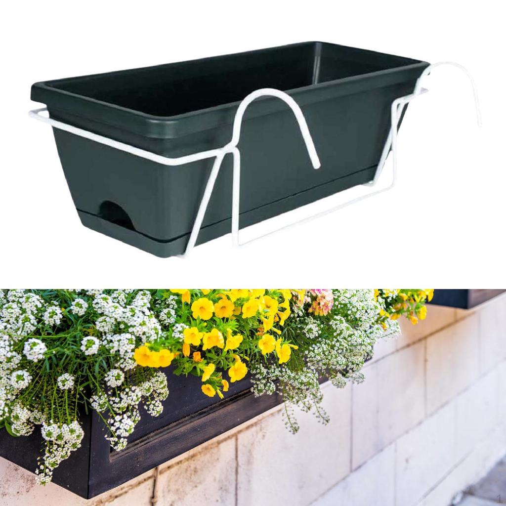 Balcony Hanging Planter Flower Pot Outside Rectangular Easy Installation Detachable Tray