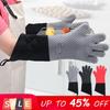 Lengthen Silicone Baking Gloves Anti-Scalding Oven Mitts Cotton Lining Microwave Gloves Non-Slip Canvas Stitching Kitchen Gloves