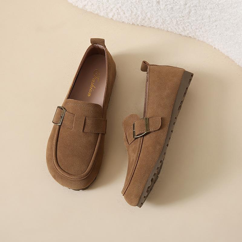 

One-pedal shallow single shoes female 2025 autumn new fairy style evening niche design flat single shoes Doudou shoes 35