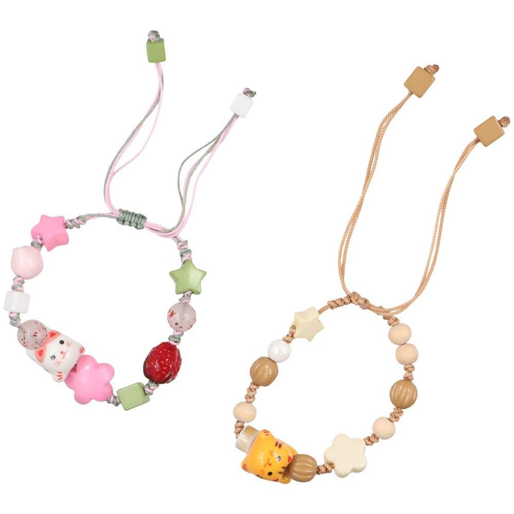 Lucky Cat Ceramic Cat Bracelet Handmade Cat Bead Bracelet Vintage Maneki Neko Bracelet  Women