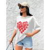 Heart To Heart  Print Casual  Oversized Round Neck T-Shirt