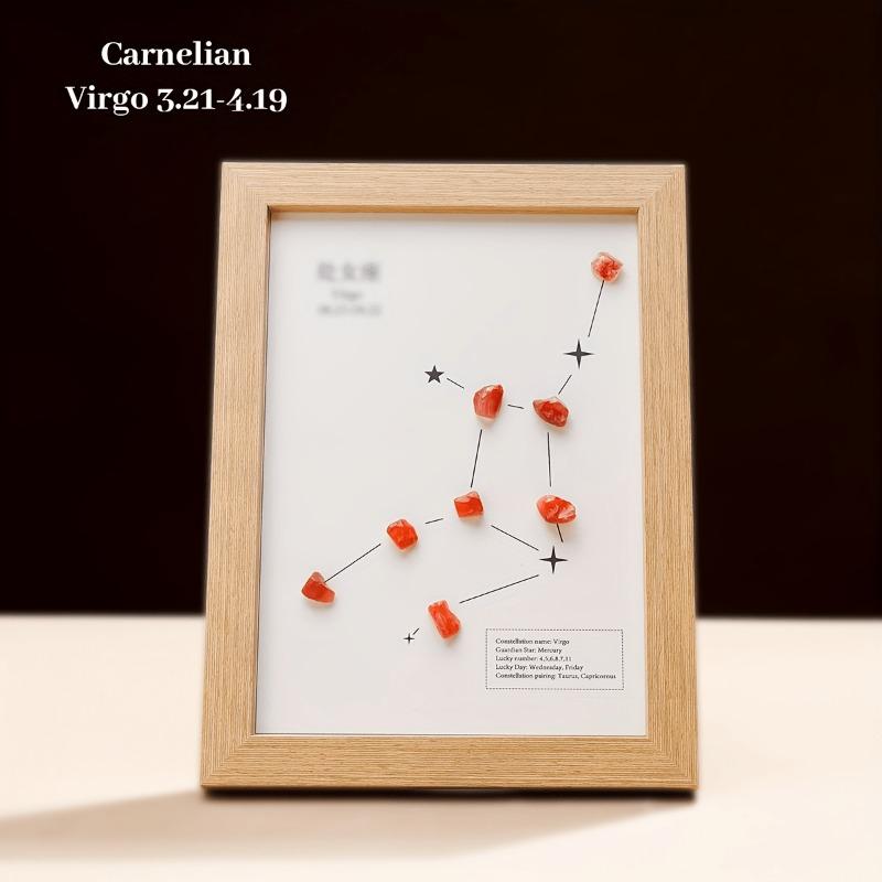 1pc Crystal Tumbled Stone Zodiac Sun Small Stone Photo Frame Crystal Constellation Symbol Jewelry Making Loose Stones Home Decor