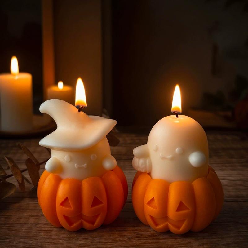 1Pc Halloween Ghost Pumpkin Scented Candle Soy Wax Smokeless Aromatherapy Decor Spooky Funny Home Ornament for Party Hot Sale
