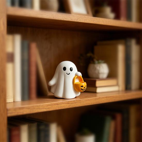 Ghost Ornaments, Halloween Resin Desktop Ornaments, Hanging Pumpkin Basket Design, Desktop Decor for Party Holiday