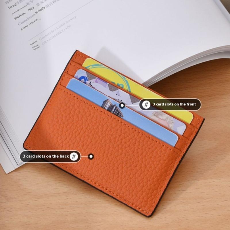 Ultra-Thin Genuine Leather Business Card Holder Compact Wallet Simple Design Top Layer Cowhide Single-Piece Card Sleeve High-End