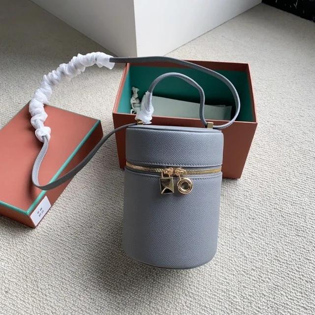 Cowhide Casual Crossbody Fashion High-end Luxury Brand Designer Mini Cylindrical Travel Purse Women's Cylindrical Shoulder