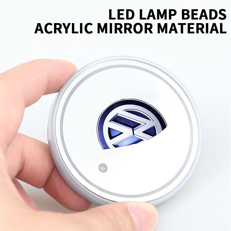 New Luminous Car Coaster Water Cup Holder Pad Anti-slip Mat Auto Accessories For Volkswagen VW Caddy Scirocco CC Touareg Tiguan