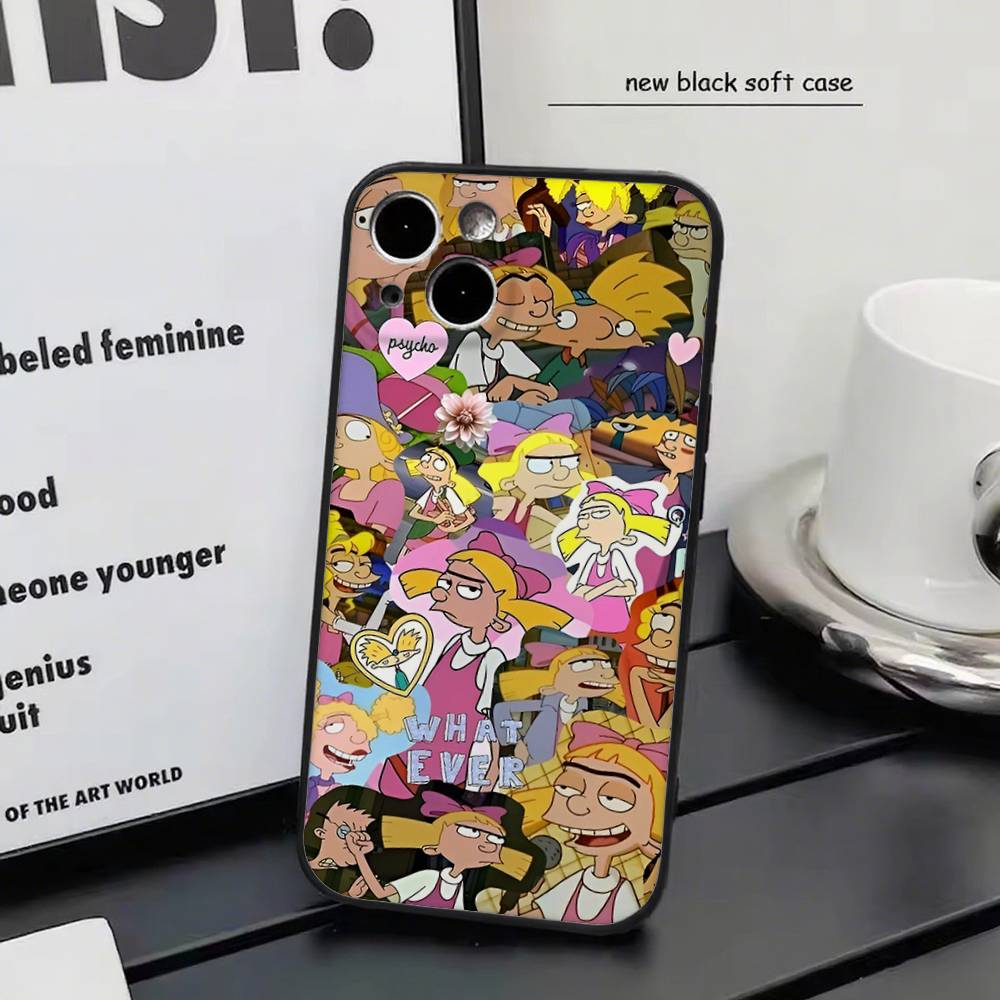 Hey Arnolds for iPhone 15 16 14 Plus 13 12 11 17 Pro Max 17 Air Black Soft Phone Cover