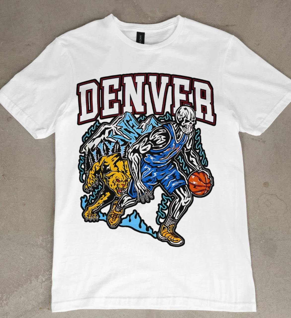 Denver Basketball Graphic Tee Shirt Nuggets Retro Vintage Style Activewear NBA M