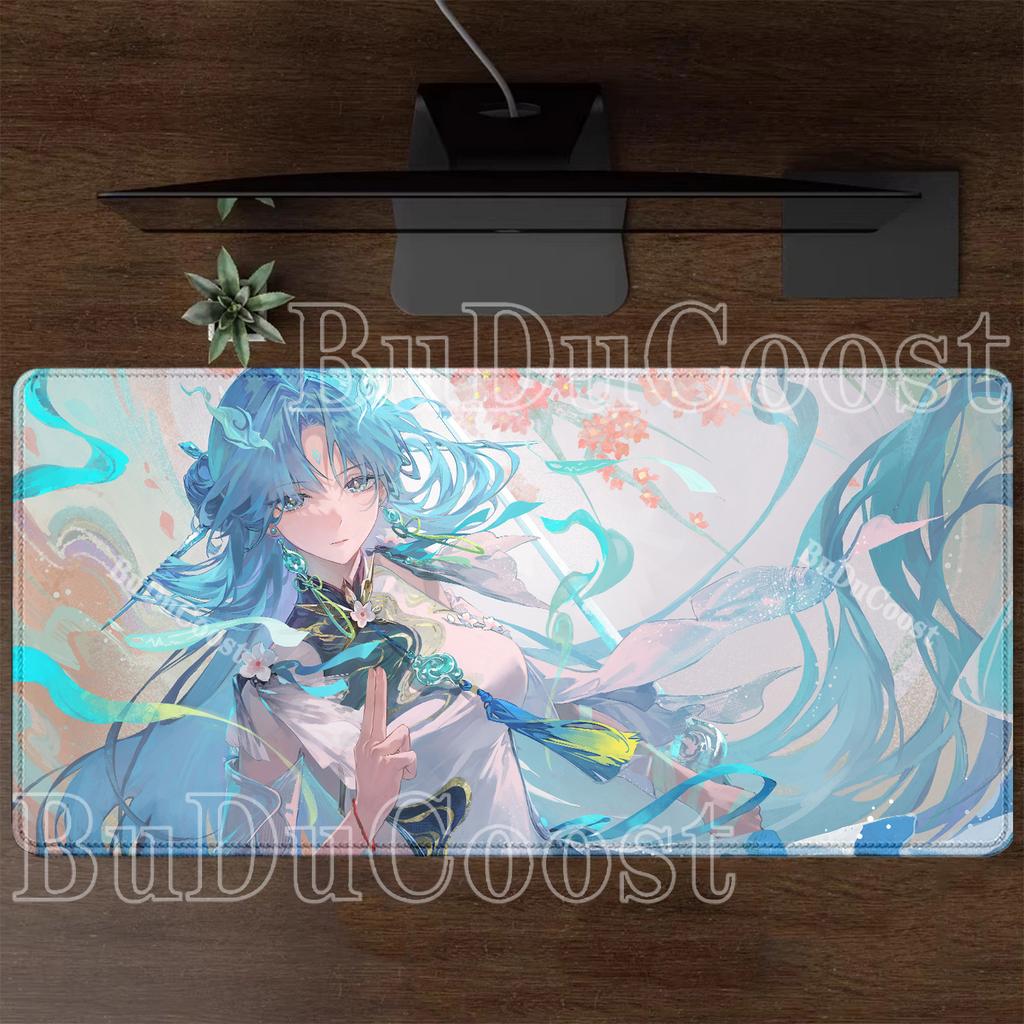 HD Printing Qingxiao Wuthering Waves WuWa Mousepad PC Gaming Keyboard Large Non-slip Base Rubber Desk Mat Anime Sexy Girl Carpet