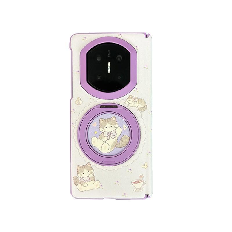 Suitable for Huawei MateX7 mobile phone case skin feeling X6 folding screen case film integrated rotating bracket cartoon protective case