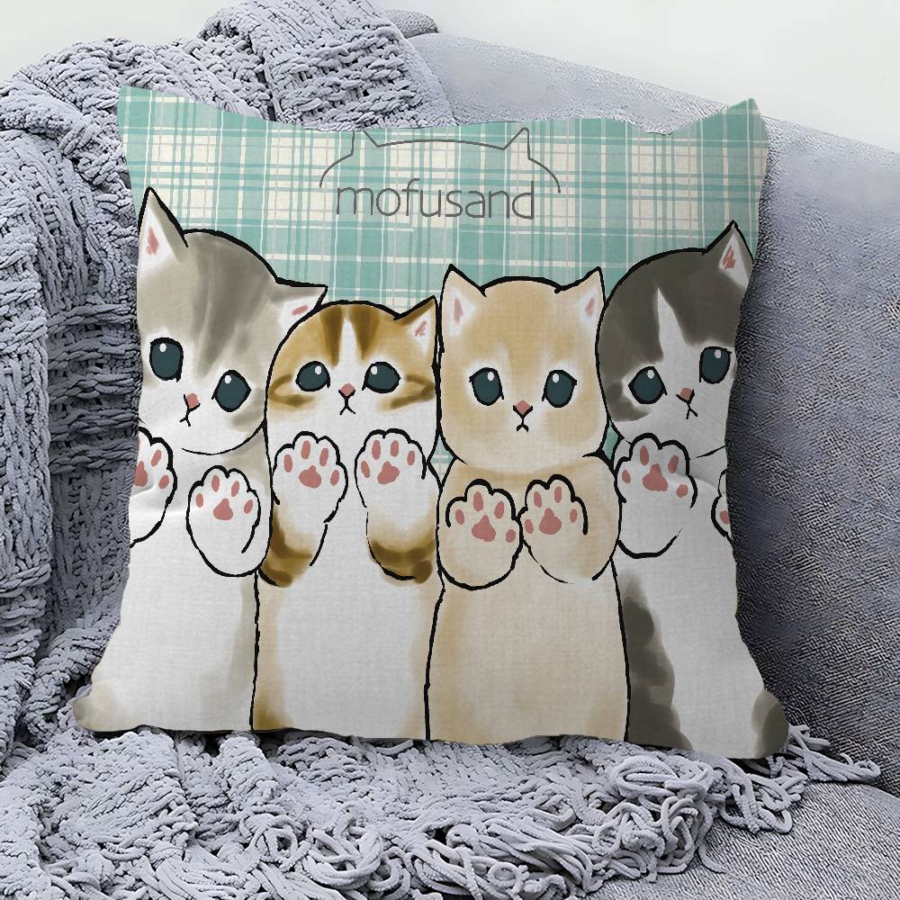 Funny Cat Mofusand Anime Cushion Cover Pillowcase Upholstery Sofa Throw Pillow Home Decor Pillowcas