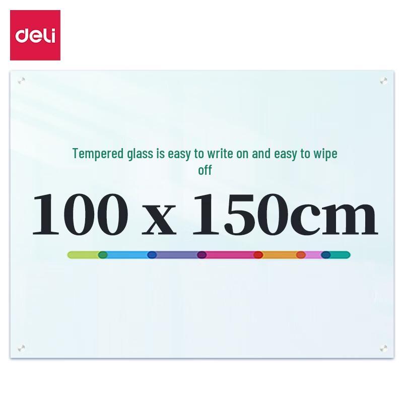 Deli Wall-Mounted Magnetic Tempered Glass Whiteboard