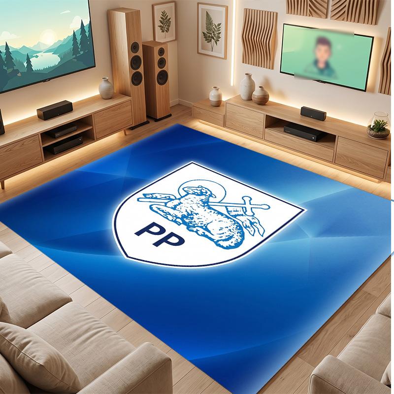 Preston North End Football Print Crystal Velvet Rug, Comfortable Water Absorbent Non Slip Indoor Floor Carpet