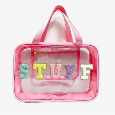 Transparent Double-Handle Embroidered Wash Bag - Large Capacity & Multi-functional Cosmetic Organizer