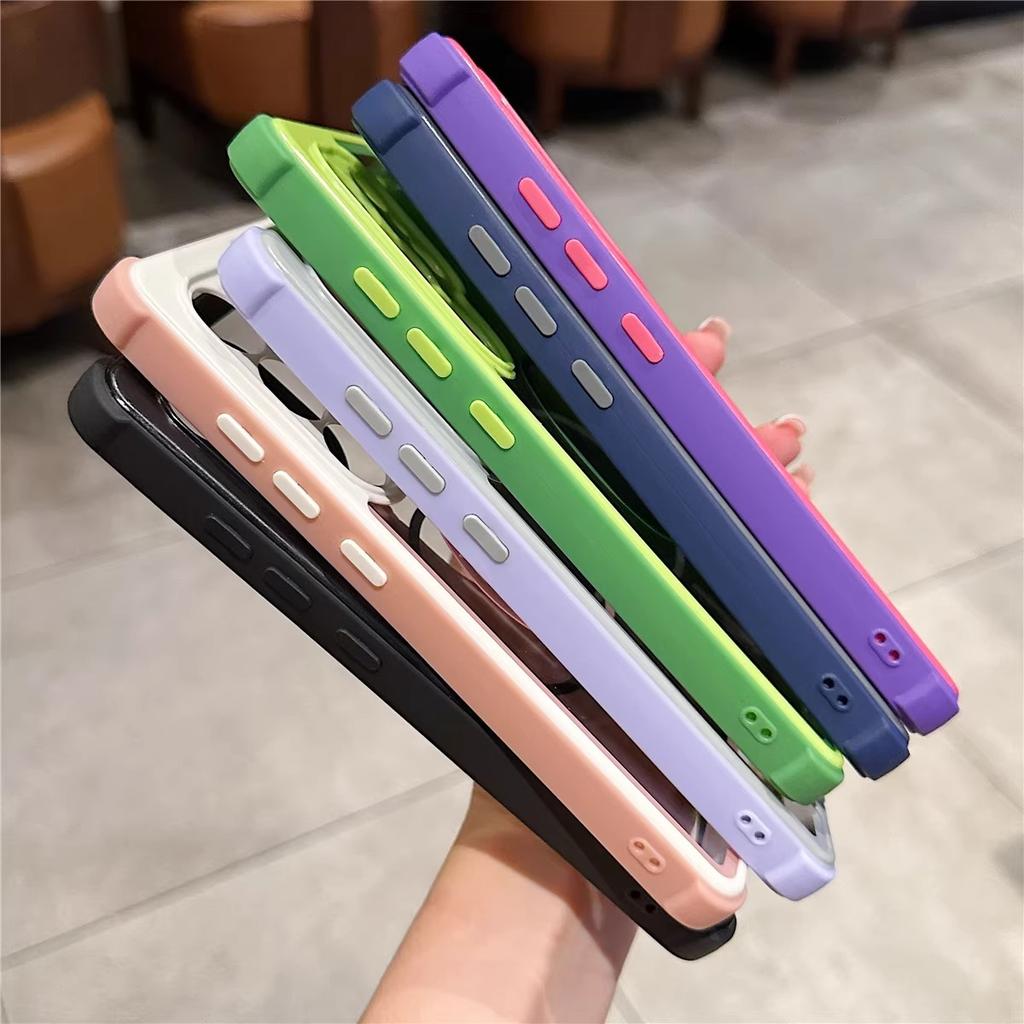 Ins Style Multicolored Four Corner Anti Drop Magnetic Ring Phone Case for Samsung S26Ultra Film PC Shockproof Cover