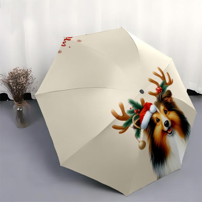 1pc Christmas Dog Decorations Umbrella with Plastic Handle,Suitable for All Seasons Home Travel Outdoor UmbrellaDD229