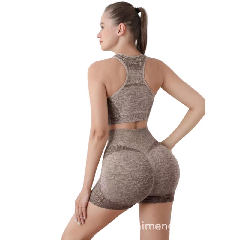 Women's Yoga Sports Set: Hip-Lifting Fitness Pants, Shockproof Wireless Bra, Vest, and Underwear Shorts