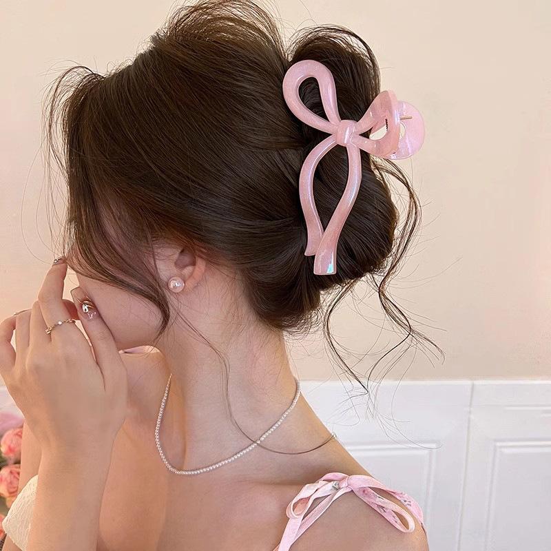 New Elegant Ribbon Bow Hair Clip for Women Large Anti Slip Ponytail Bowknot Claw Clip Barrettes Hairpins Crab Hair Accessories