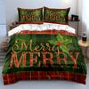 Plaid Merry Christmas Design Bedding Duvet Cover Set Duvet Cover Pillowcases  (1*Duvet Cover 2*Pillowcases, without duvet insert)