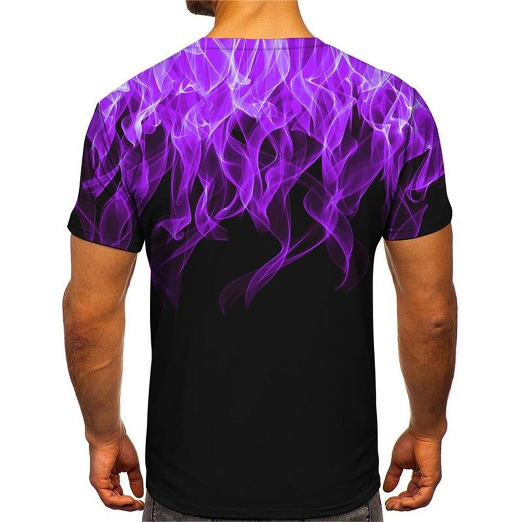 European and American T-shirt Men's Street Flame Gradient Printing T-shirt Summer Sports Short-sleeved T-shirt