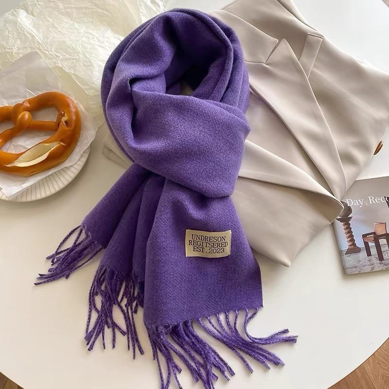 Solid Color Imitation Cashmere Scarf Women's Winter Thickened Double-sided Warm Scarf Cold-proof Outer Long Shawl