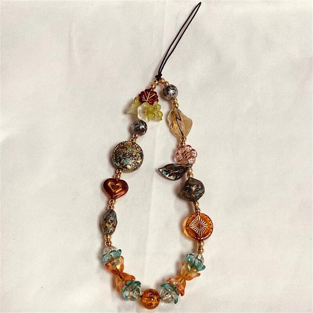 

Vintage Style Bead Bracelet Wrist Strap Green Pink Key Chain New Bag Pendant Gifts A