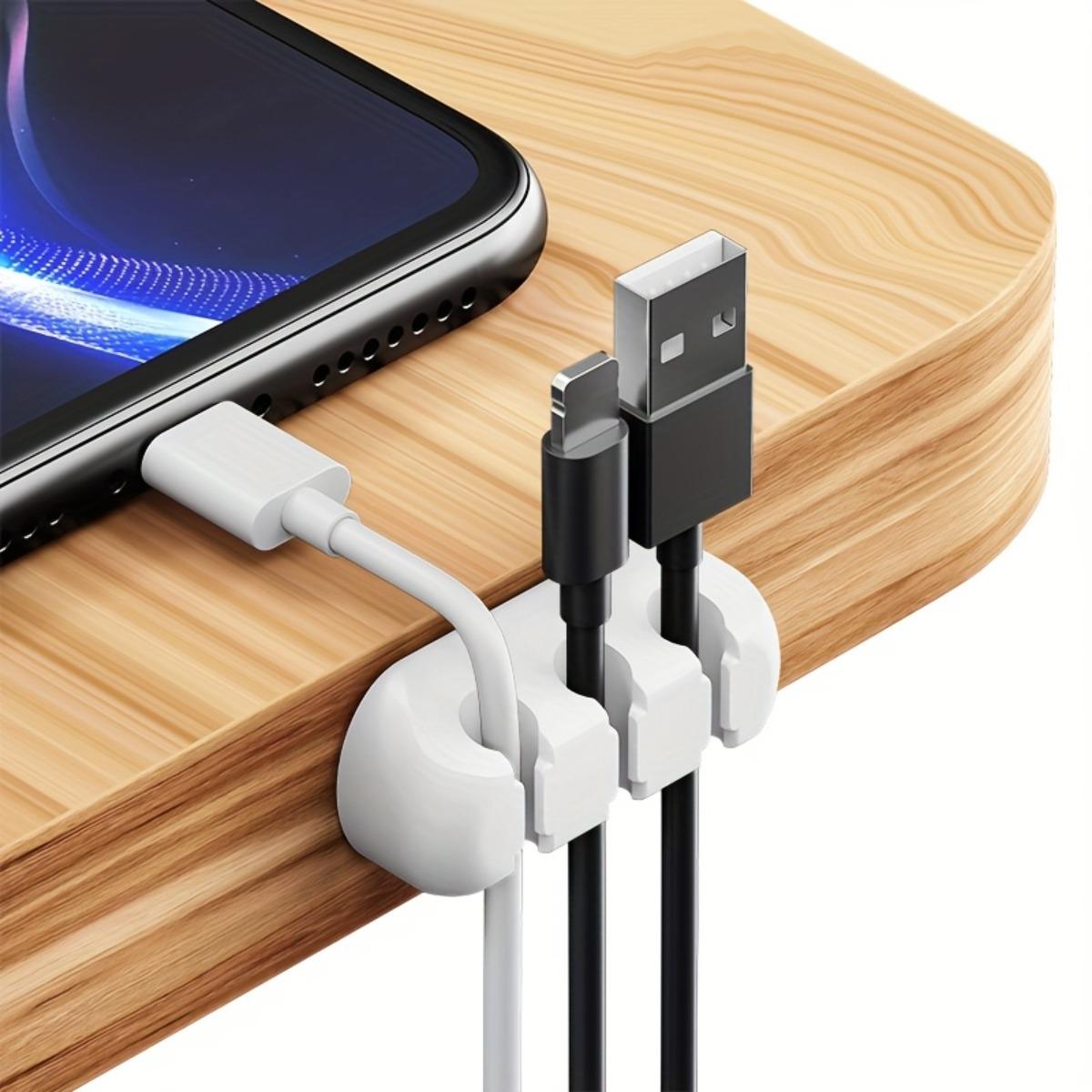 

7/5/3 Pcs Slot Strong Self-adhesive Silicone Cable Storage Cable Management, Cable Holder, Wire Storage Box, Cable Clamp, Data Cable Sorting Bracket 3 holes 1 PCS білий