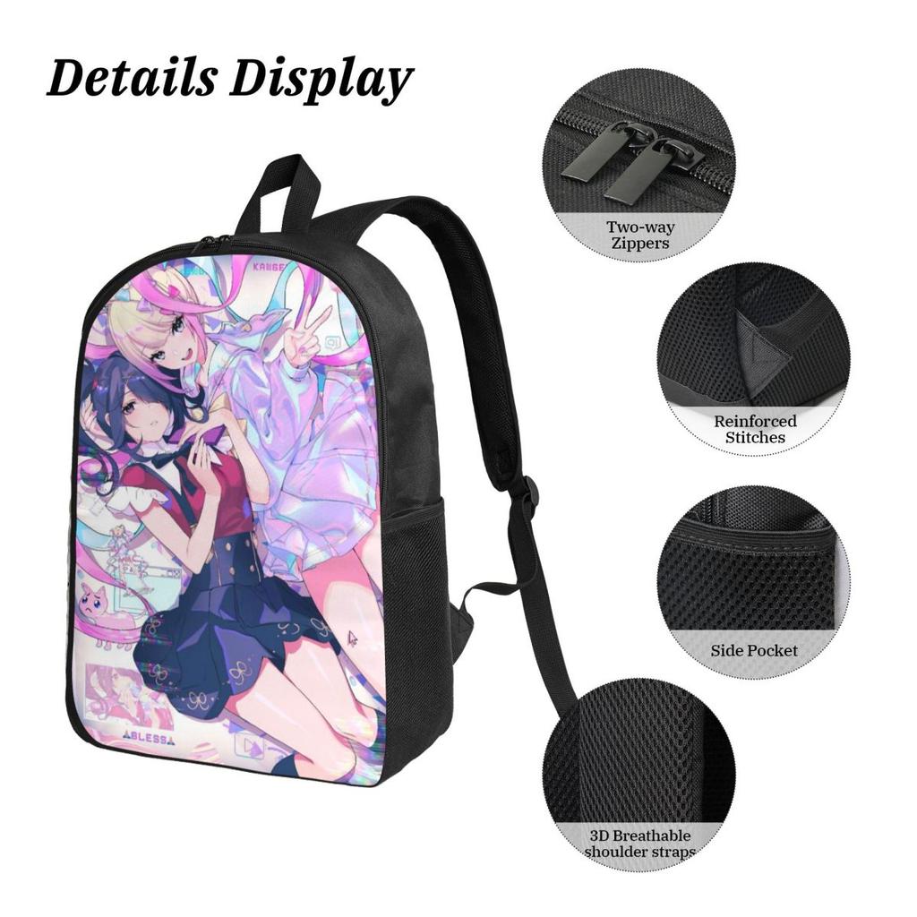 3Pcs Needy Girl Streamer Overload Backpack Set for Boy Girl Pencil Boxes Bookbag Sets with Lunch Box For School Students Daypack