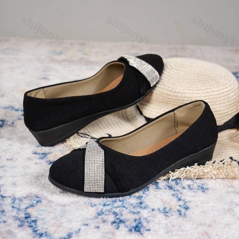 Fashion Casual Shoes Women's Rhinestone Flat Shoes 2025 Autumn Flat Shoes Ladies Comfort Light Sneaker Women Slip on Zapatillas Mujer