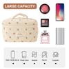 Women Cute Storage Handbag Printed Cotton Quilted Makeup Handbag Large Capacity Zipper Closure Female Girls Bag for Daily Travel
