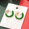 High-End Green Heart Retro Drip Oil Earrings - Autumn/Winter Fashion