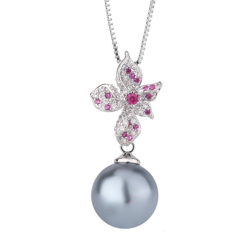 Pearl Necklace Niche Light Luxury Premium Red Corundum Red Treasure New Summer Suit Pendant Stud Earrings Women